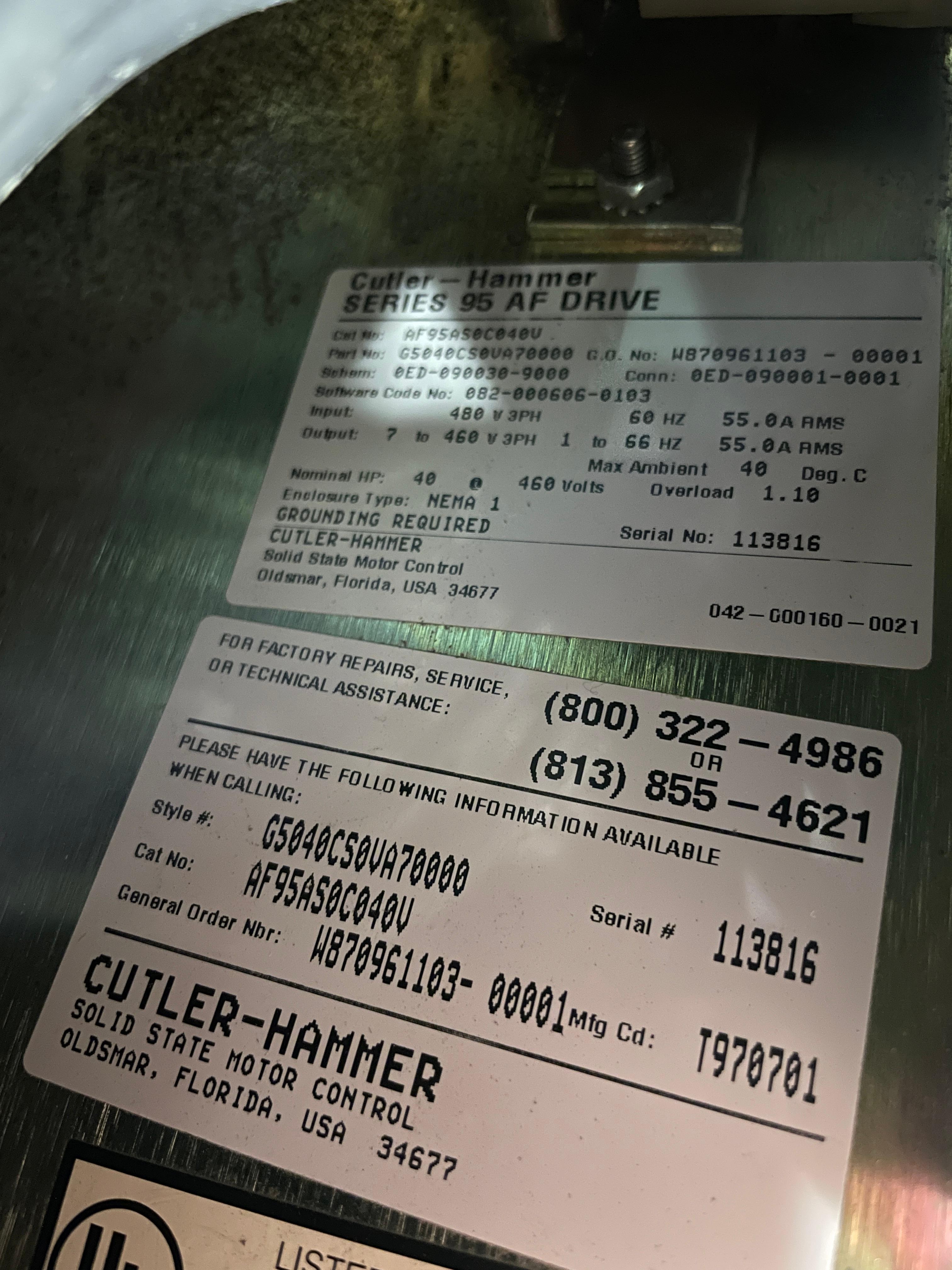Cutler Hammer AF95AS0C040V AC Motor Drive