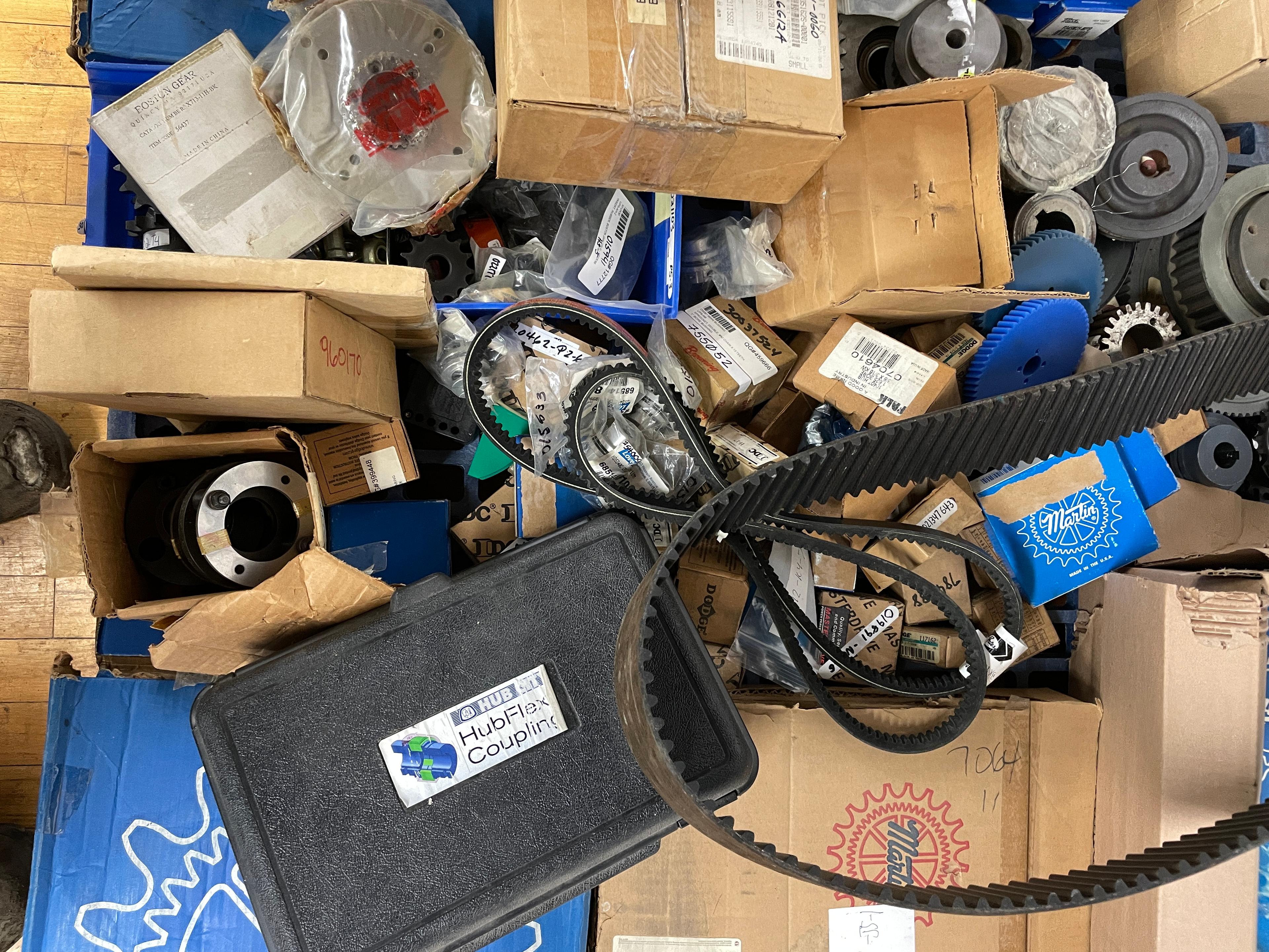 Pallet Lot of New Sheaves, Sprockets, Couplings, & Belts