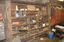 Contents of wood shelves