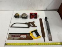 Hand Saws, Tape Measures, File, Pry Bar