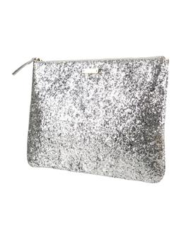 Kate Spade Metallic & Silver Glitter Zip Clutch