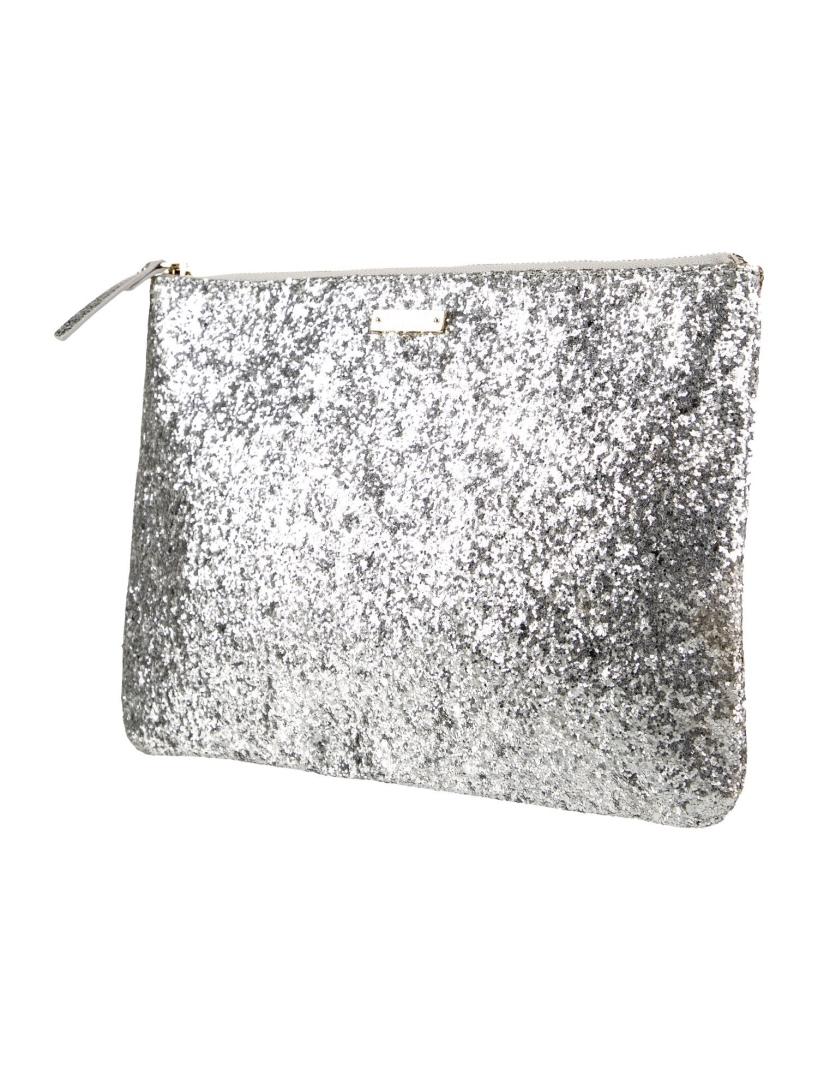 Kate Spade Metallic & Silver Glitter Zip Clutch