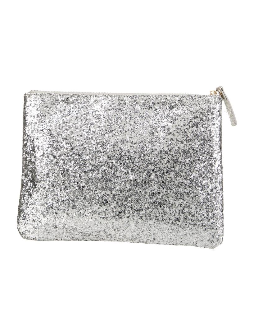 Kate Spade Metallic & Silver Glitter Zip Clutch