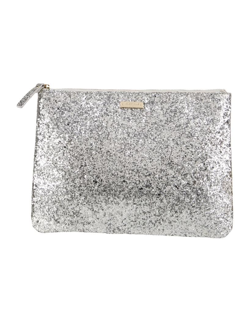 Kate Spade Metallic & Silver Glitter Zip Clutch