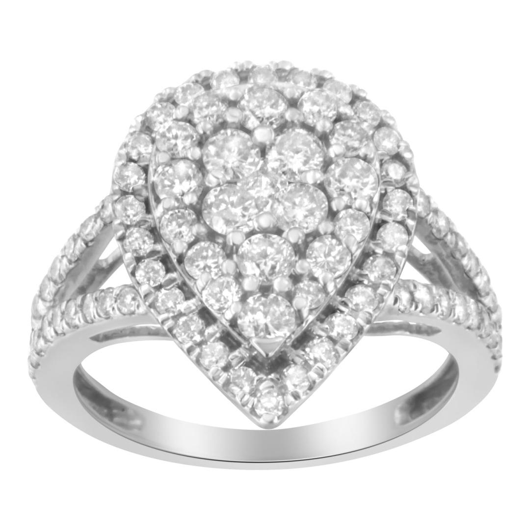 Stunning 1.50ct Diamond Halo Pear Cluster Ring