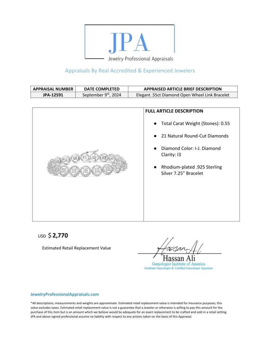 Elegant .55ct Diamond Open Wheel Link Bracelet