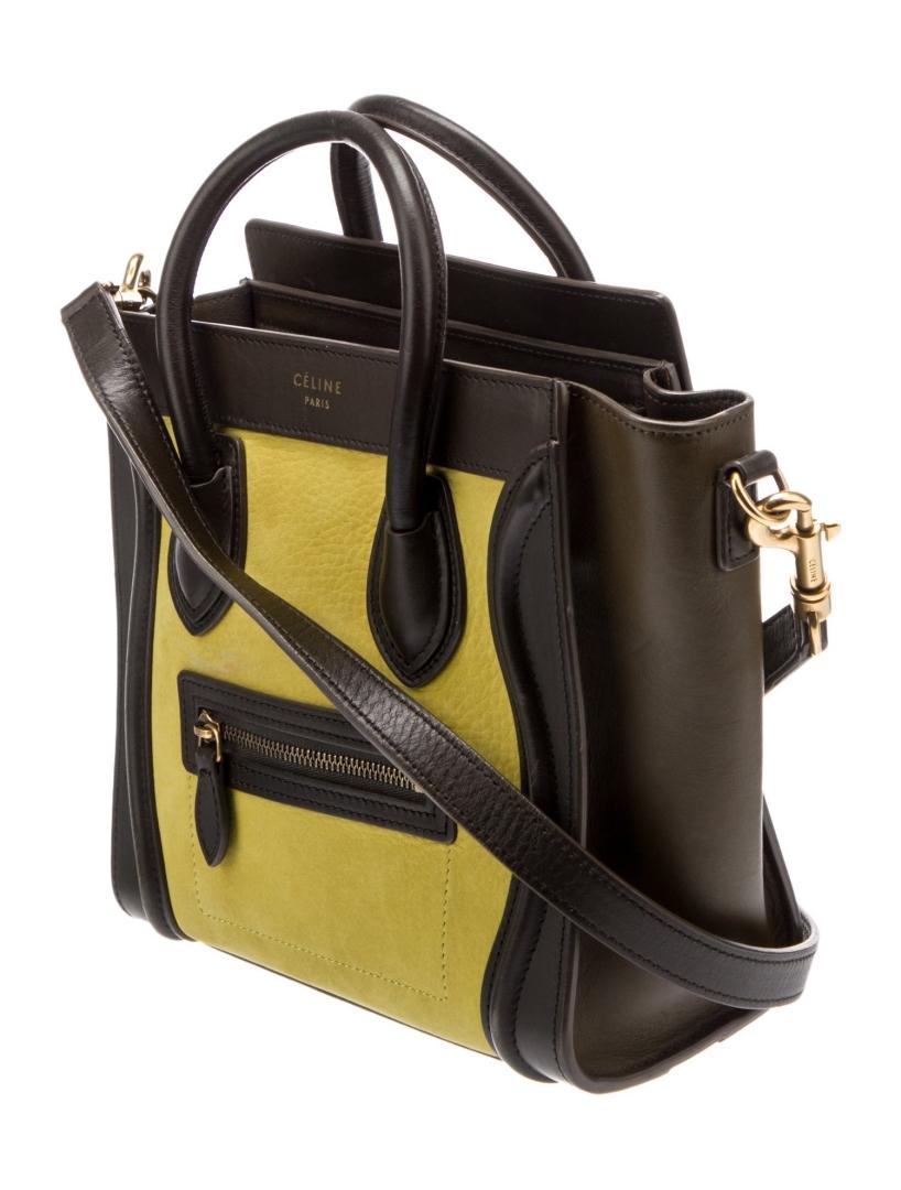 Celine Yellow Leather Striped Zip Cls Shldr Bag