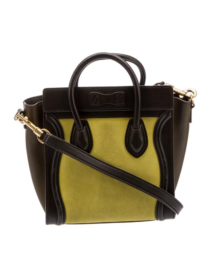 Celine Yellow Leather Striped Zip Cls Shldr Bag