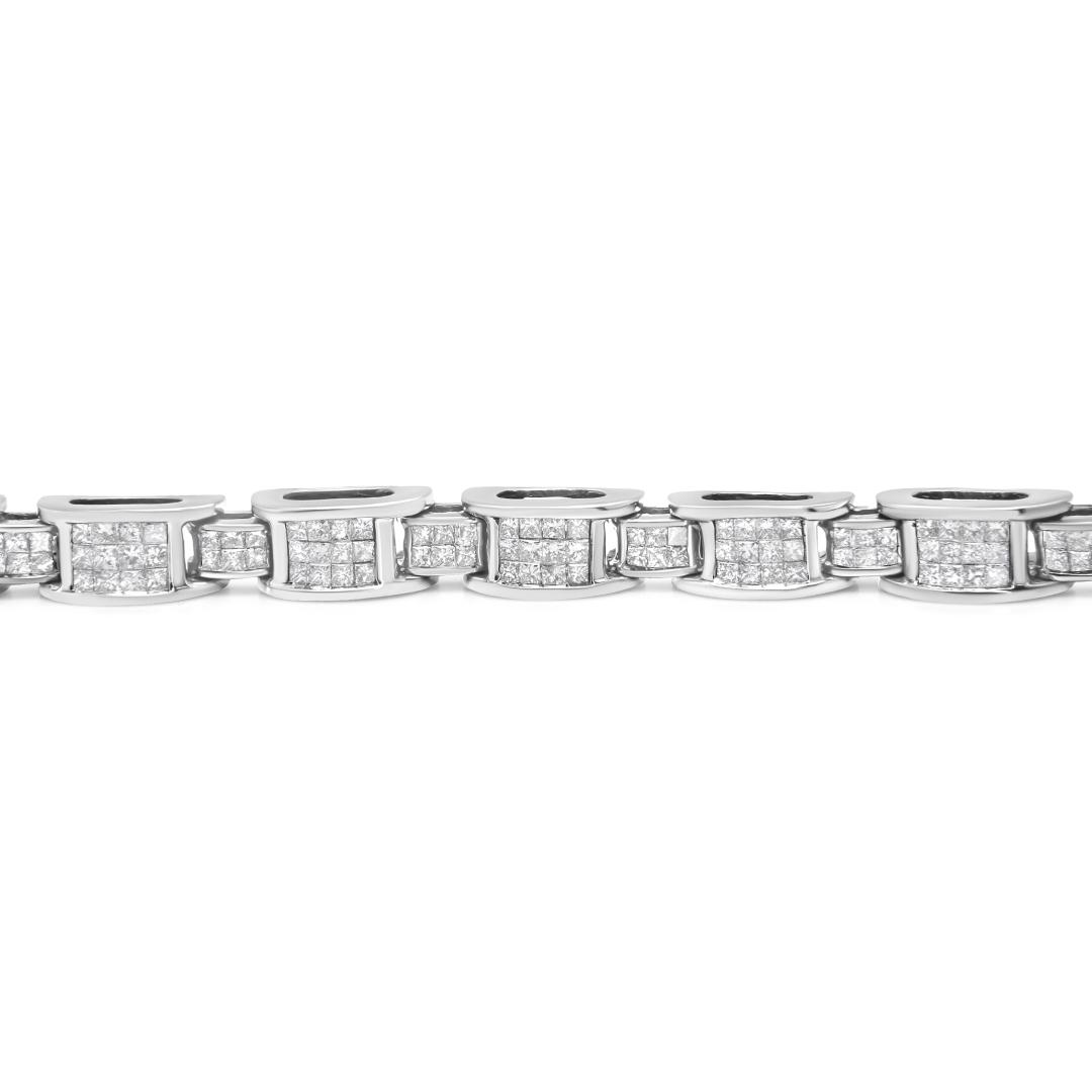 14k White Gold Princess 5.00ct Diamond Bracelet