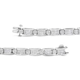 14k White Gold Princess 5.00ct Diamond Bracelet