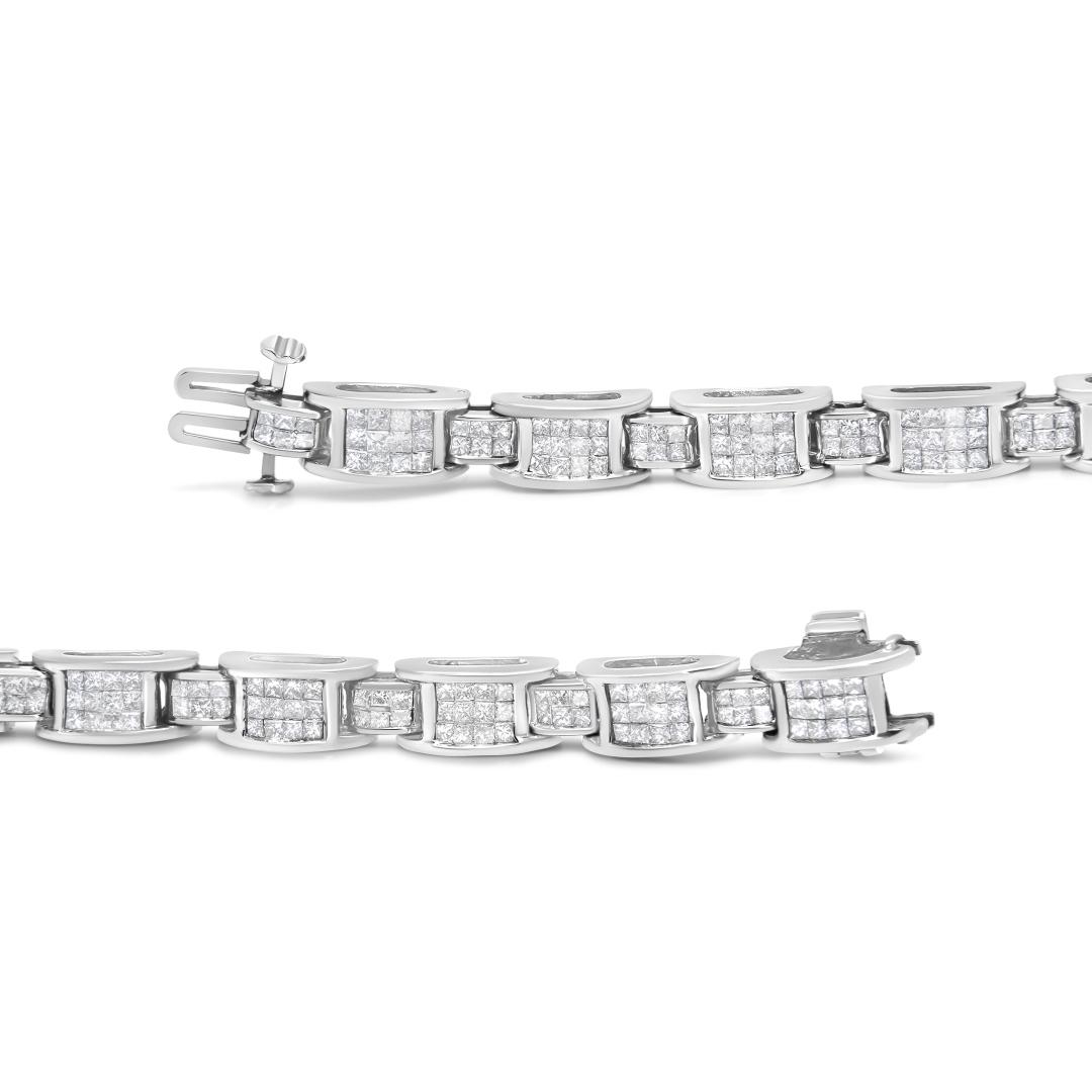 14k White Gold Princess 5.00ct Diamond Bracelet
