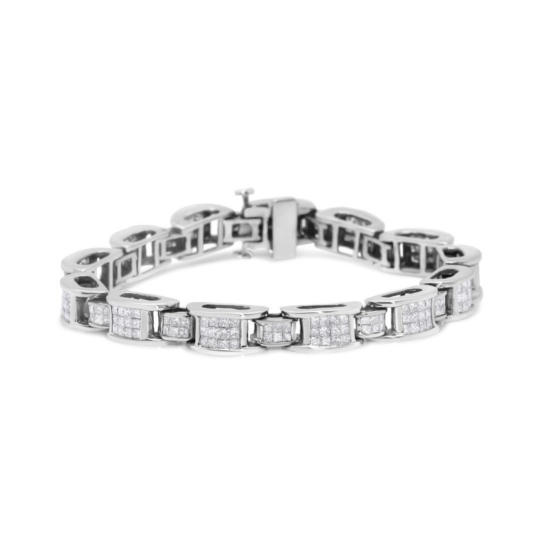 14k White Gold Princess 5.00ct Diamond Bracelet