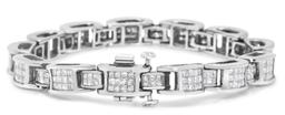14k White Gold Princess 5.00ct Diamond Bracelet
