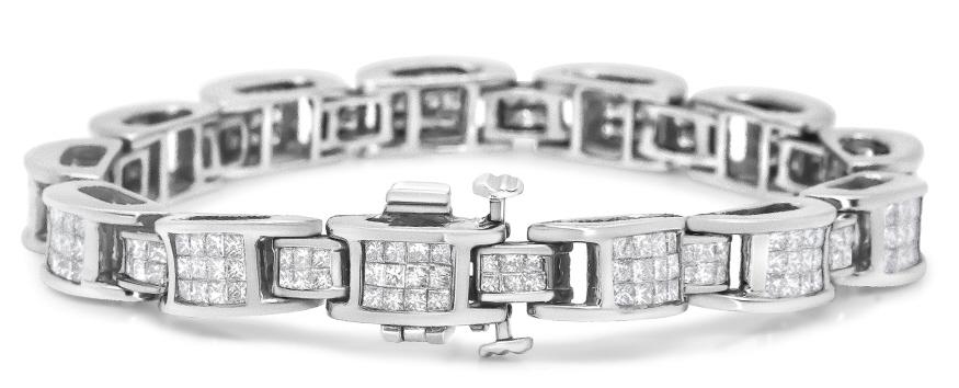 14k White Gold Princess 5.00ct Diamond Bracelet
