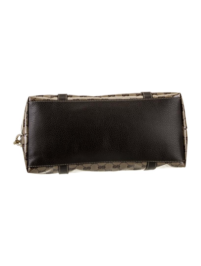 Gucci Brown Patent Leather Gg Crystal Top Hdl Bag