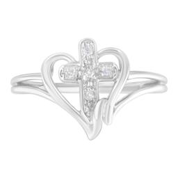 10k Gold Round .03ct Diamond Accent Cross Ring