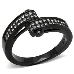 Black Ip .12ct White Sapphire Bypass Ring