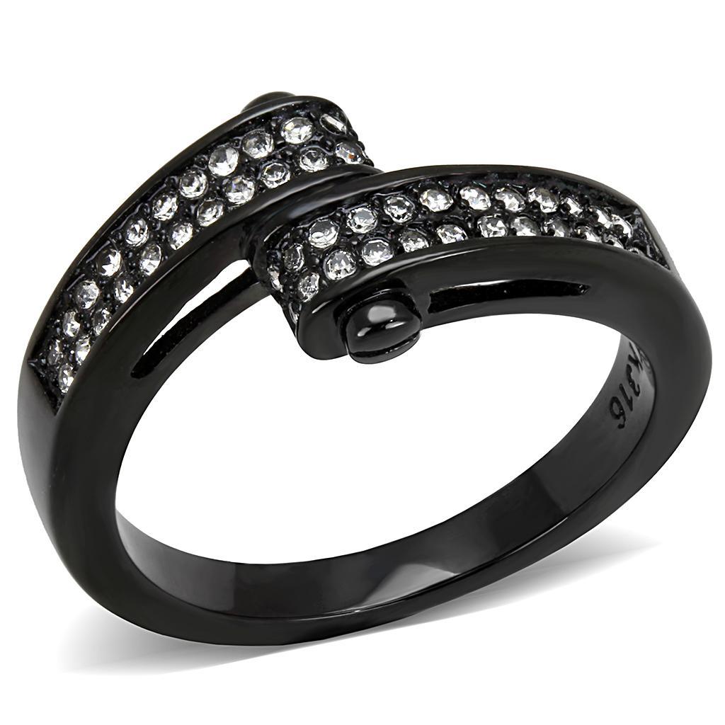 Black Ip .12ct White Sapphire Bypass Ring