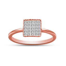 10k Rose Gold .36ct Diamond Composite Square Ring