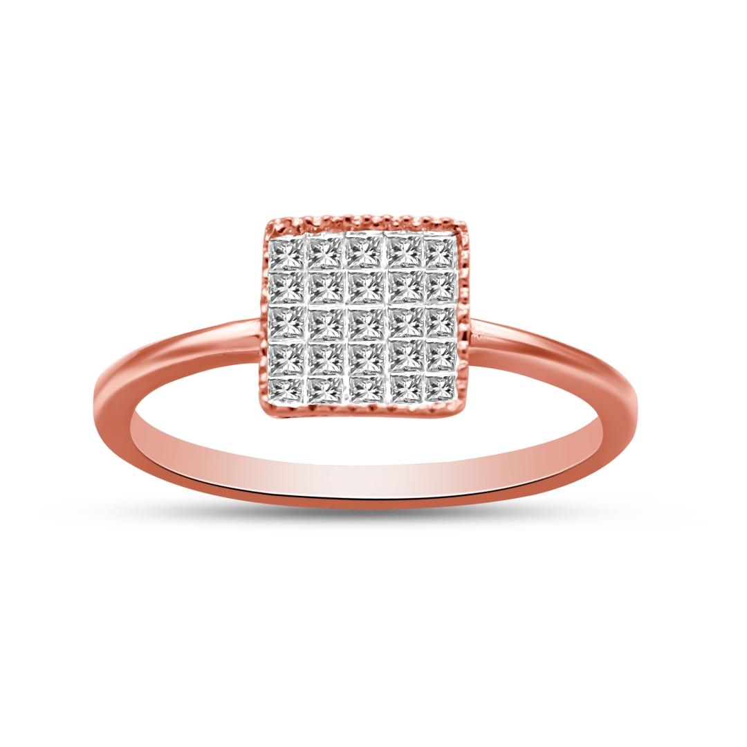 10k Rose Gold .36ct Diamond Composite Square Ring