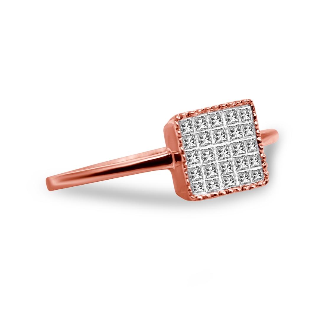 10k Rose Gold .36ct Diamond Composite Square Ring