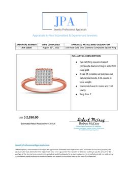 10k Rose Gold .36ct Diamond Composite Square Ring