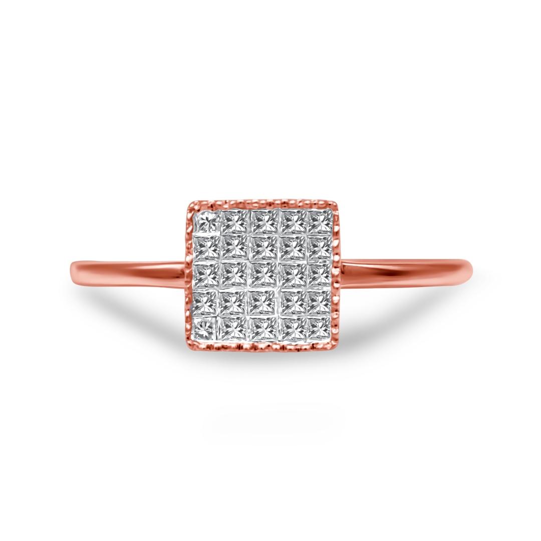 10k Rose Gold .36ct Diamond Composite Square Ring