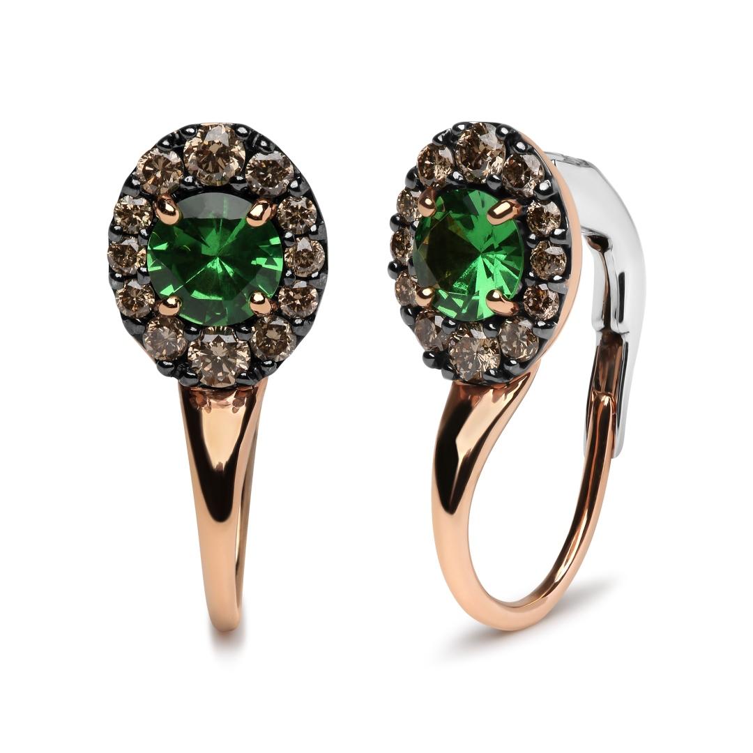 18k Two-tone Gold 1.15ct Tsavorite Earrings