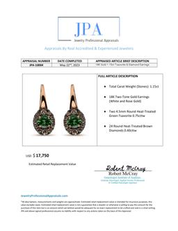18k Two-tone Gold 1.15ct Tsavorite Earrings