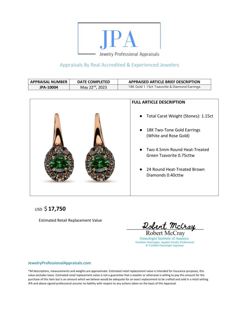 18k Two-tone Gold 1.15ct Tsavorite Earrings