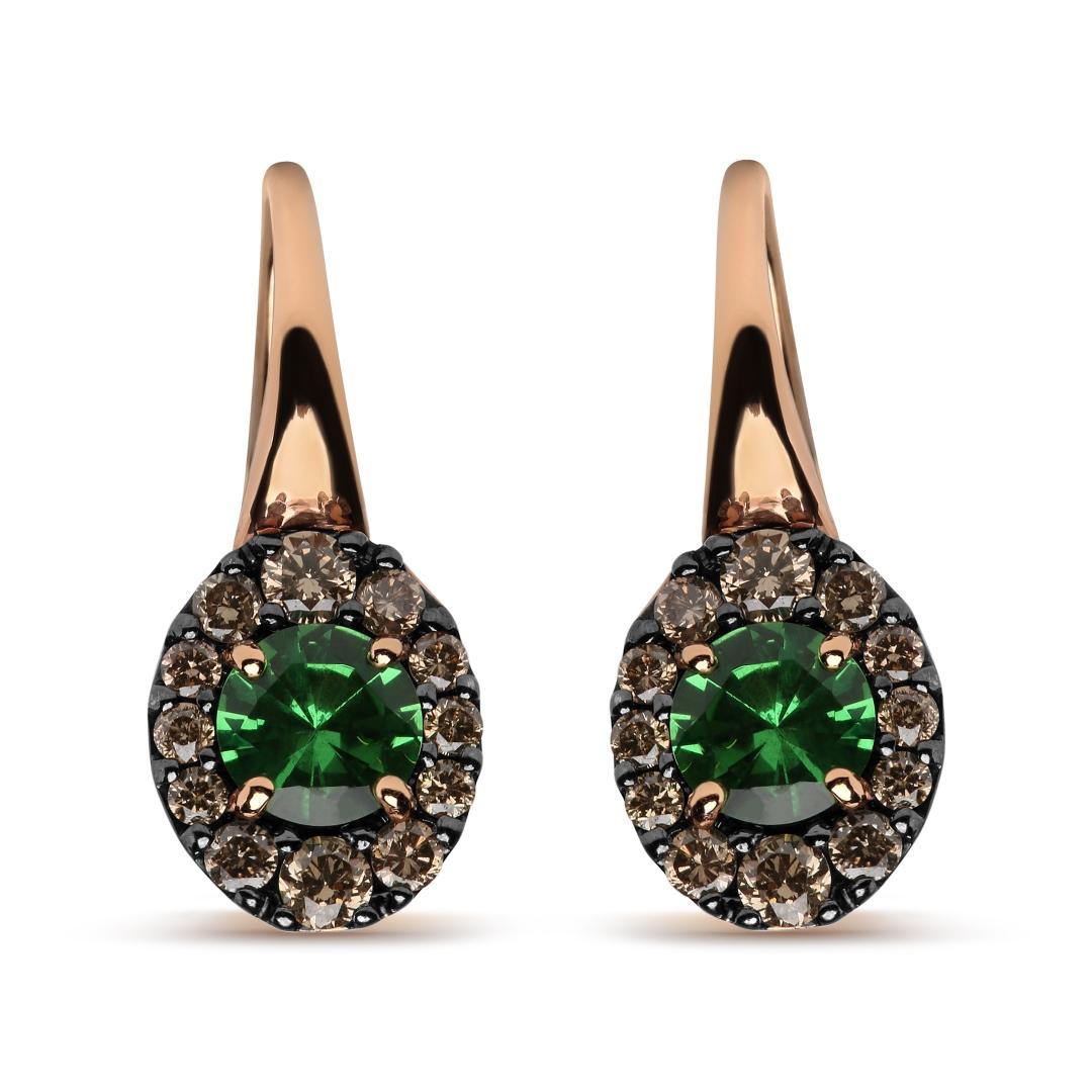 18k Two-tone Gold 1.15ct Tsavorite Earrings