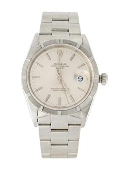 Rolex Date Silver Dial Auto Unisex Watch 34mm
