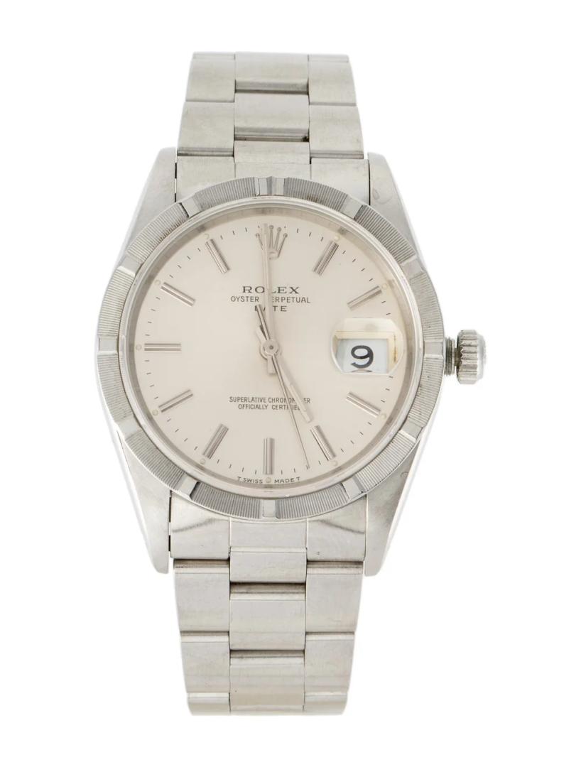 Rolex Date Silver Dial Auto Unisex Watch 34mm