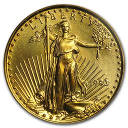1993 1/10 Oz American Gold Eagle Ms-69 Pcgs