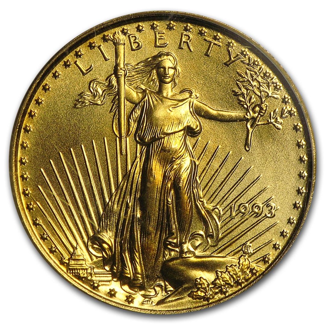1993 1/10 Oz American Gold Eagle Ms-69 Pcgs