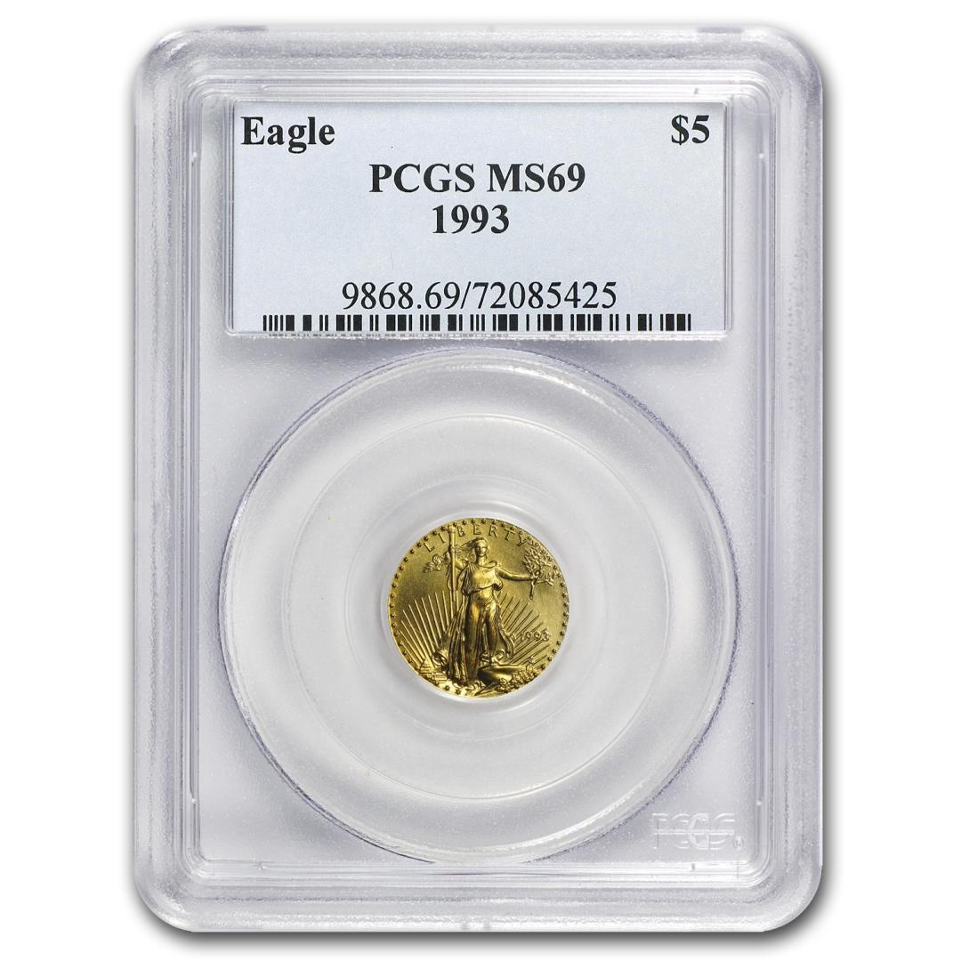 1993 1/10 Oz American Gold Eagle Ms-69 Pcgs