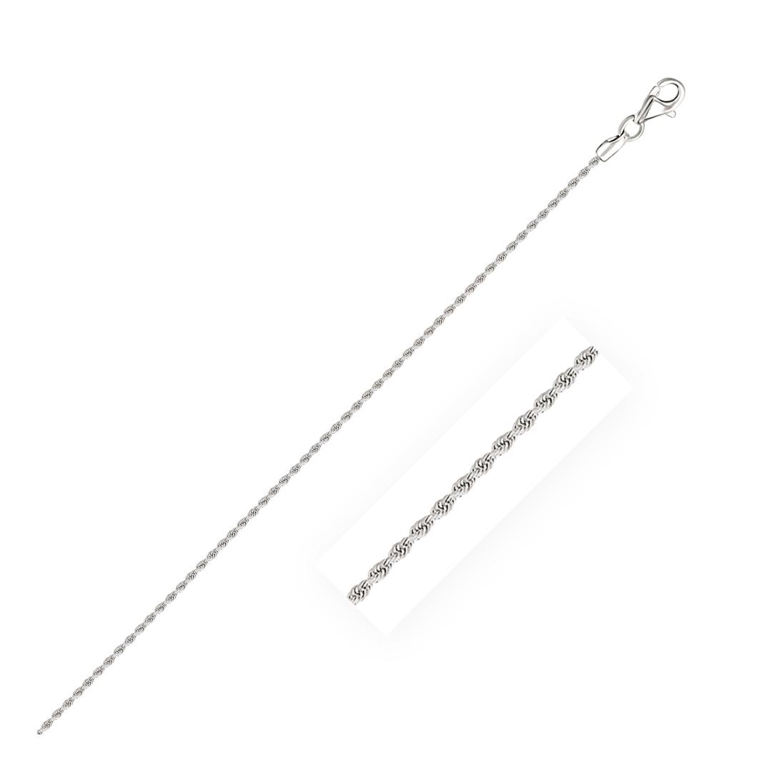10k White Gold Solid Diamond-cut Rope Chain 1.6mm