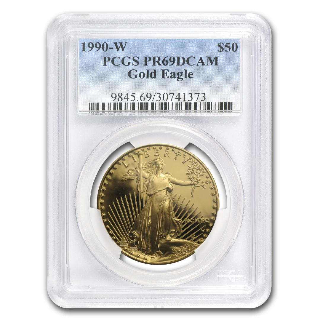 1990-w 1oz Proof American Gold Eagle Pr69 Dcam