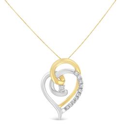 10k Two-tone .10ct Diamond Accent Heart Necklace
