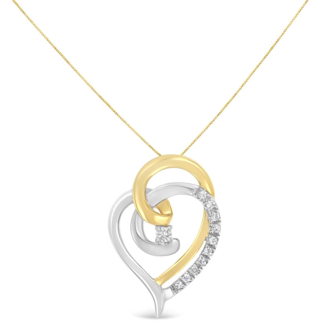 10k Two-tone .10ct Diamond Accent Heart Necklace