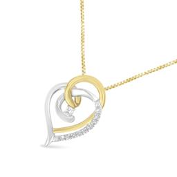 10k Two-tone .10ct Diamond Accent Heart Necklace