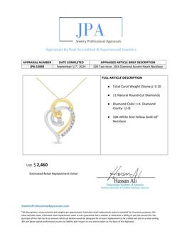 10k Two-tone .10ct Diamond Accent Heart Necklace