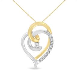 10k Two-tone .10ct Diamond Accent Heart Necklace