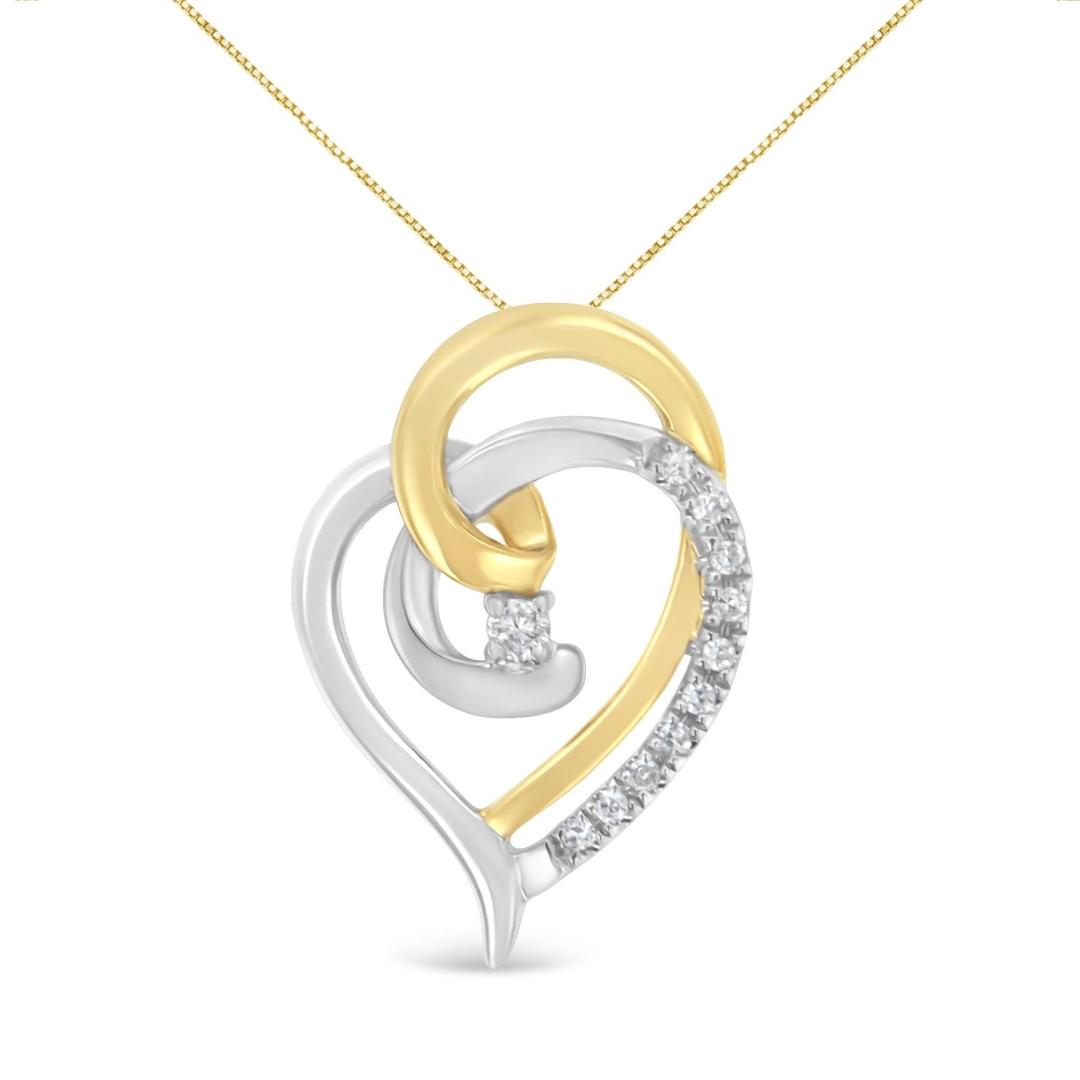 10k Two-tone .10ct Diamond Accent Heart Necklace