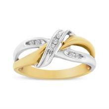 10k Two-tone Gold .05ct Diamond Bypass Ring