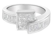 14k Wgold 1.33ct Diamond Geometric Bypass Ring