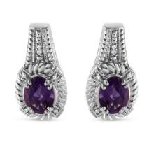 Elegant 2.55ct Amethyst & Diamond Accent Earrings