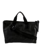 Gucci Black Leather Gg Canvas Zip Weekender Bag