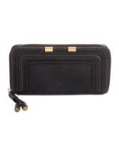 Chloe Black Leather Exposed Zip Continental Wallet