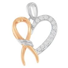 Round .20ct Diamond Ribbon Heart Necklace
